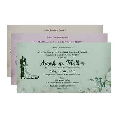 Grey Floral Padded Wedding Card-KSH72300