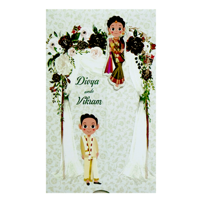 White Floral Sliding Invitation Card-KNKSP751