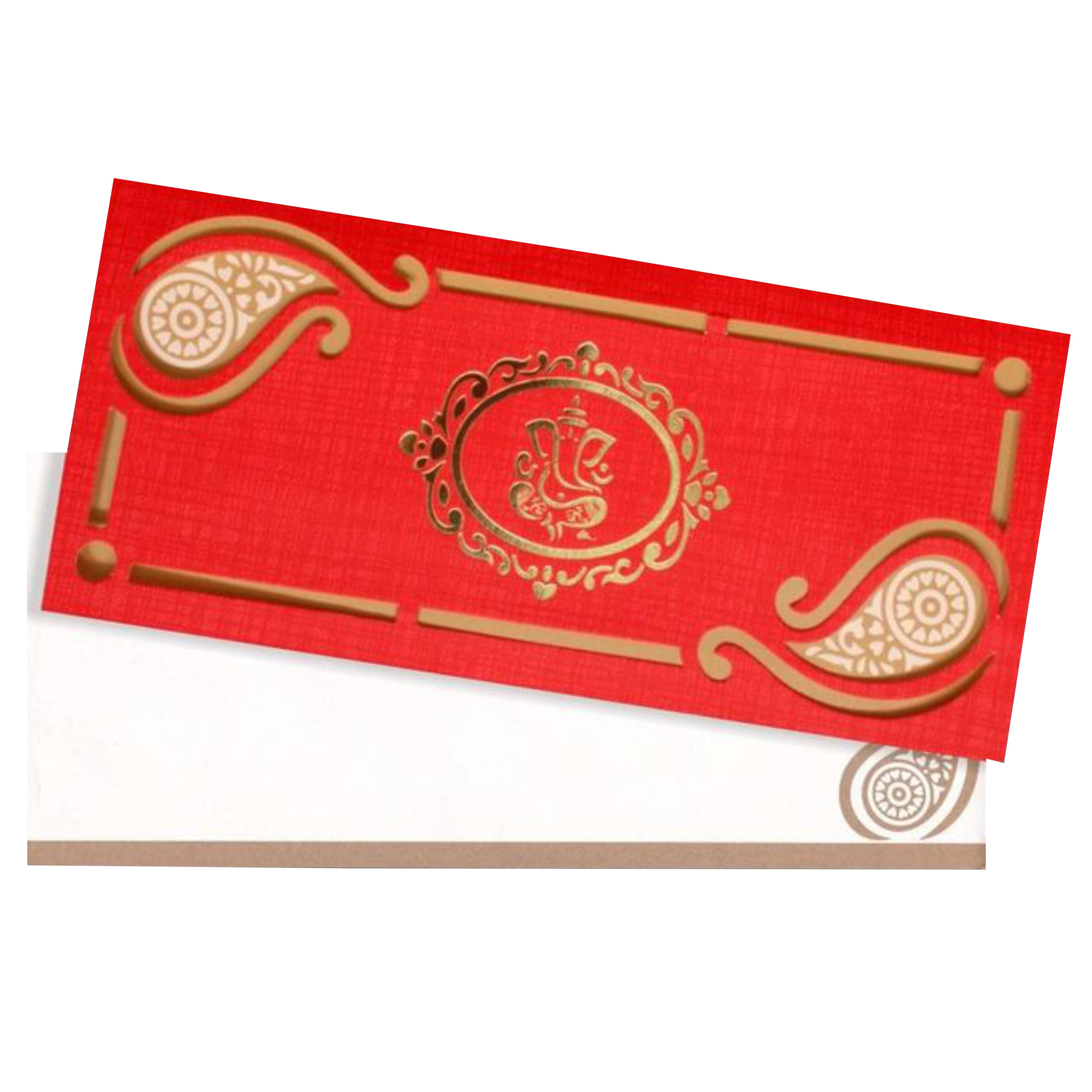Red Ganesha Card With Gold Foiling-KNSPC316