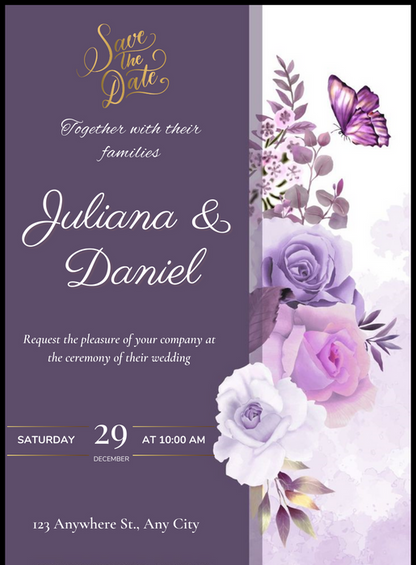 Whimsical Lavender Modern Invitation-AAMEN001