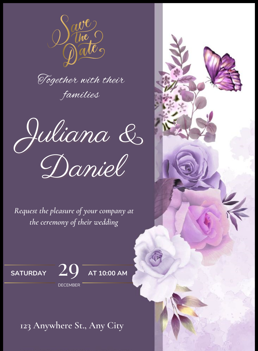 Whimsical Lavender Modern Invitation-AAMEN001
