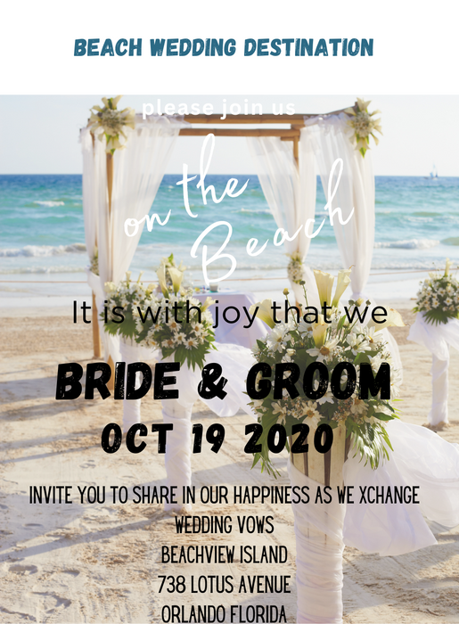 White Beach Destination Theme Invitation-AADTI004