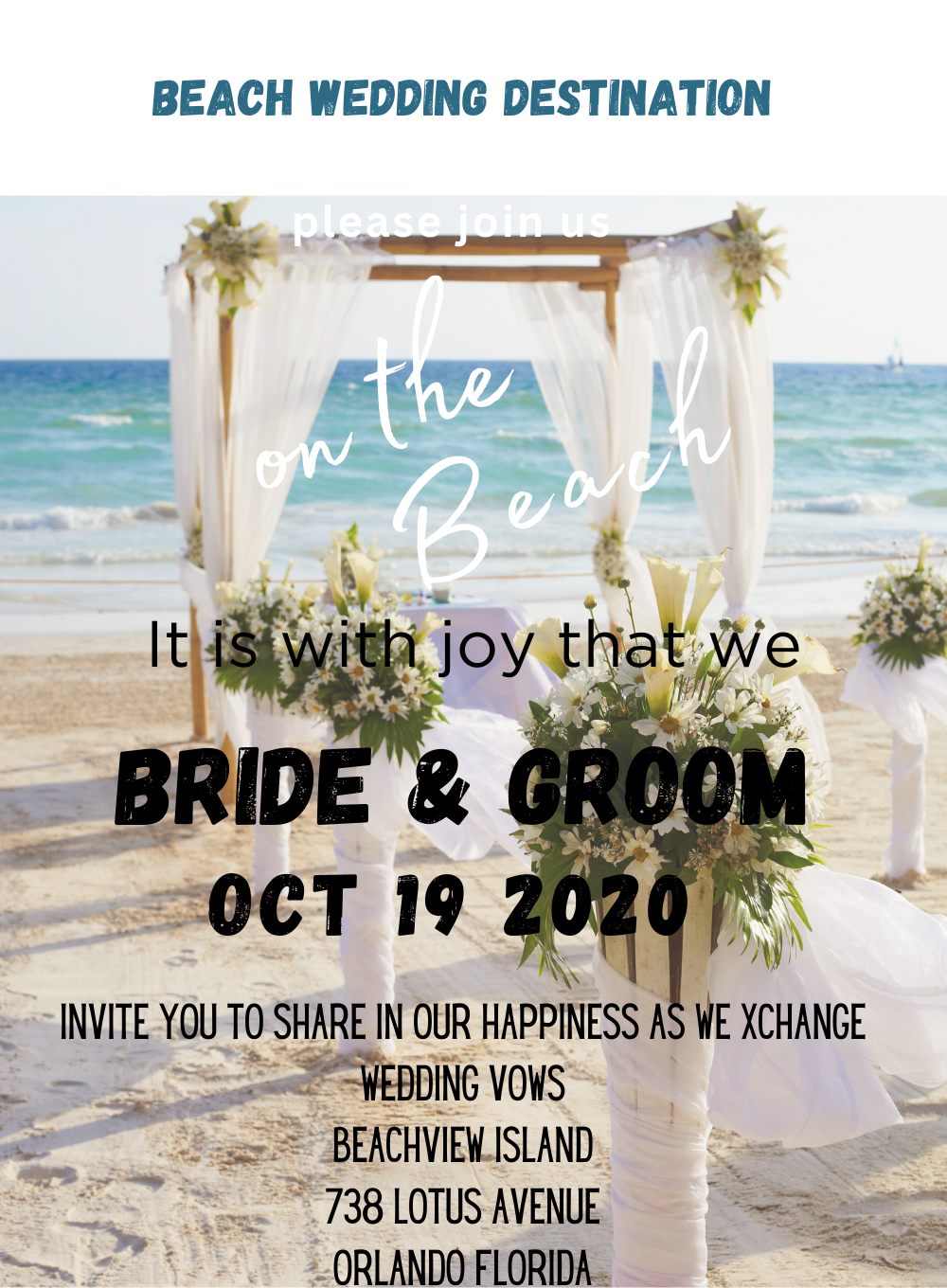 White Beach Destination Theme Invitation-AADTI004
