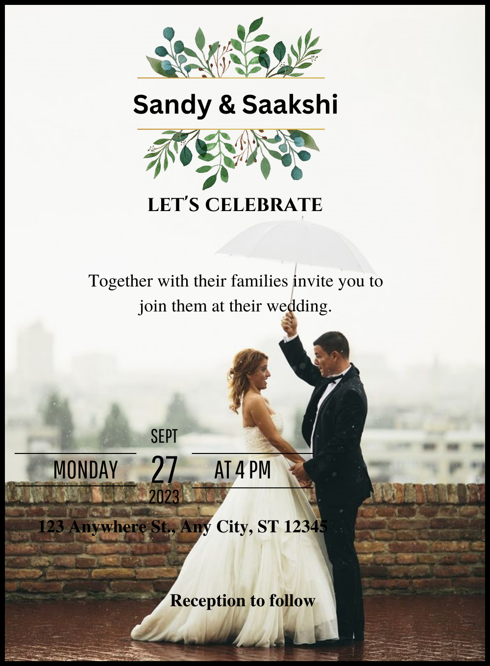 White Umbrella Destination Theme Invitation-AADTI011