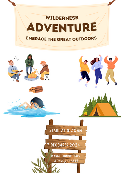 White Adventure Outdoor Fun Invitation-AAOUT009