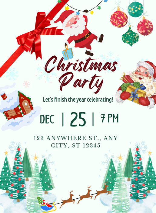 White Bow Christmas Invitation-AACSS017