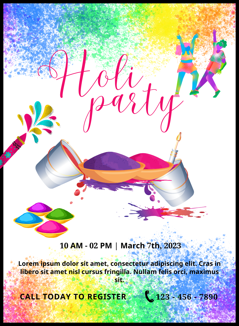 White Bucket Holi Party Invitation-King of Cards