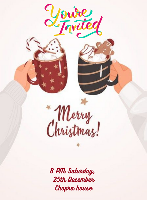White Cheers Christmas Invitation-AACSS009