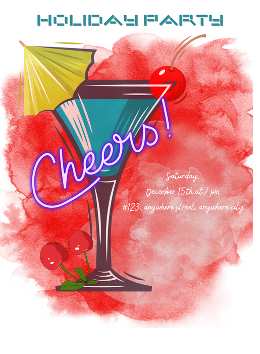 White Cherry holiday party Invitation-AAHOP002