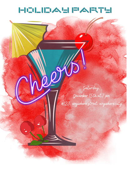 White Cherry holiday party Invitation-AAHOP002