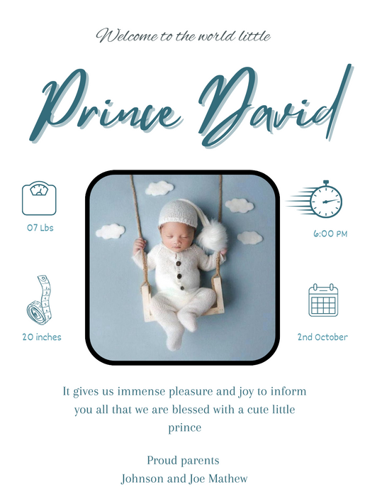 White Cloud Baby Birth Announcement Invitations-AABBA017