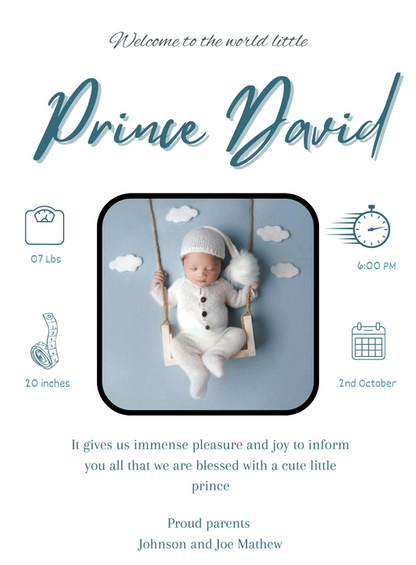White Cloud Baby Birth Announcement Invitations-AABBA017