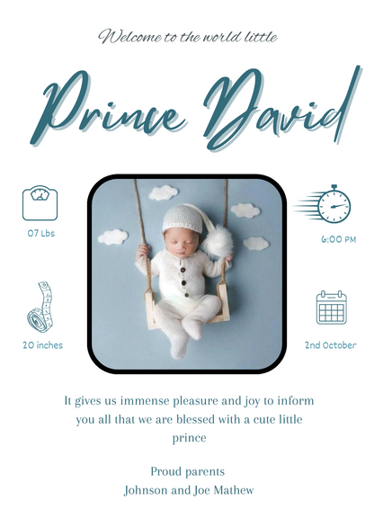 White Cloud Baby Birth Announcement Invitations-AABBA017