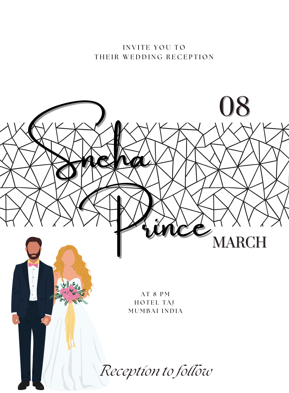 White Couple Reception Party Invitation-AARPI008