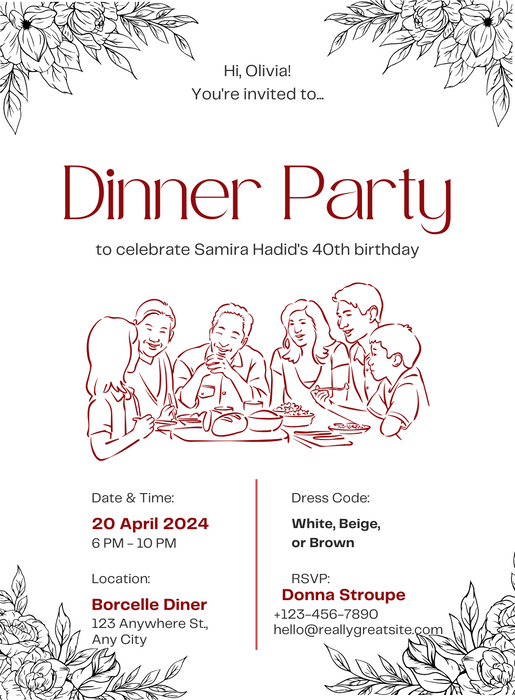 White Crimson Dinner Party Invitation – King of Cards