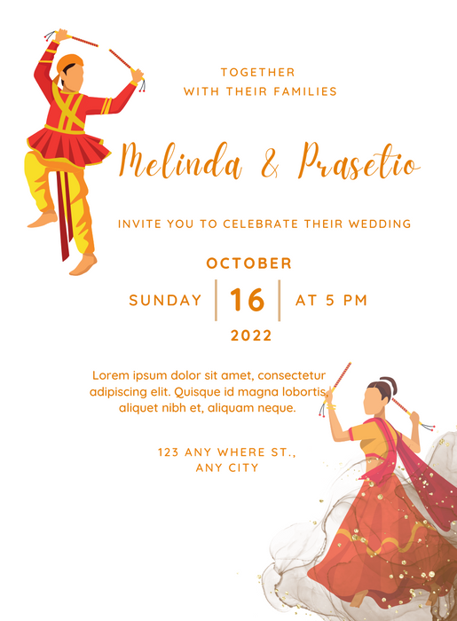 White Dance Rajasthani Wedding Invitation-AARWI010