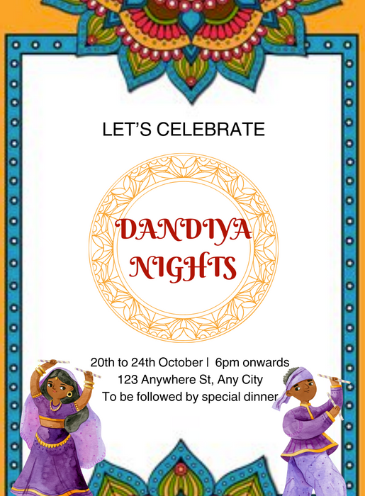 White Design Dandiya Invitations-AADDI015