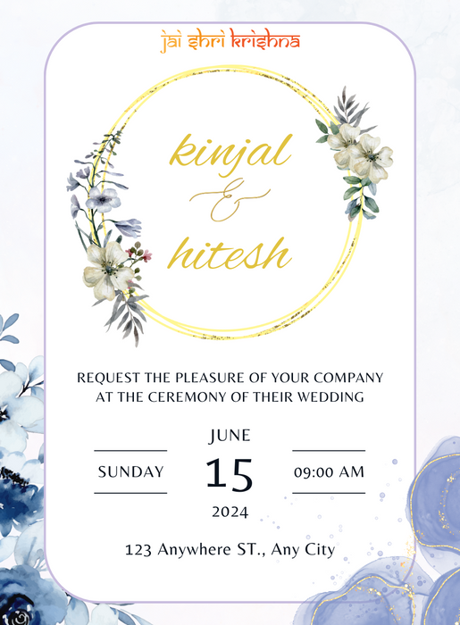 White Elegance Gujarati Wedding Invitation&