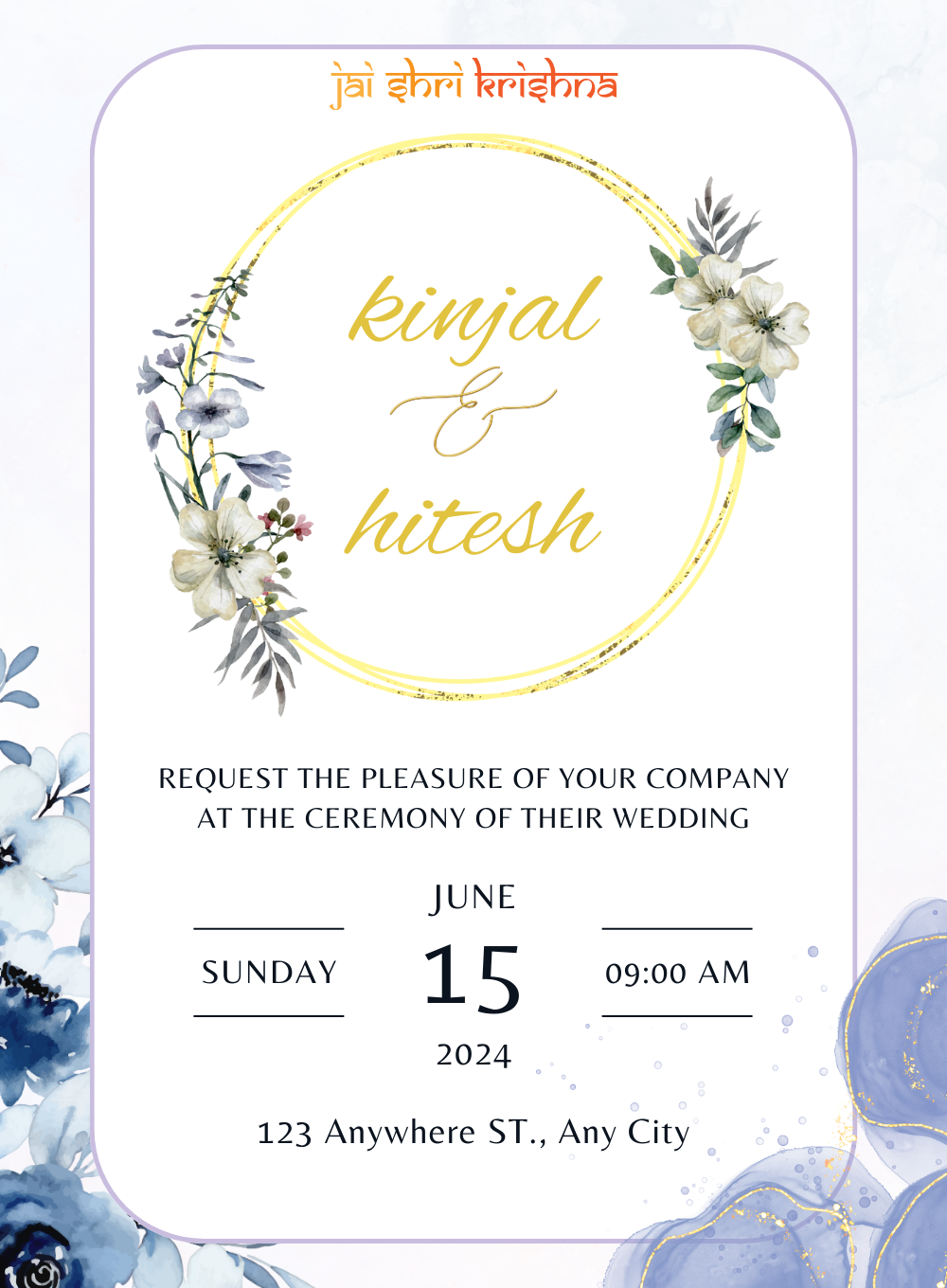 White Elegance Gujarati Wedding Invitation&