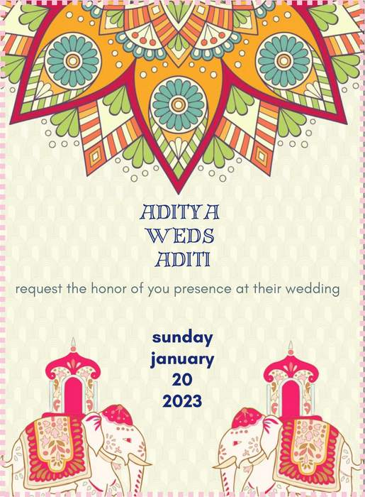 White Elephants Jain Wedding Invitation-AAJWI003