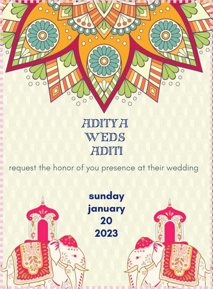 White Elephants Jain Wedding Invitation-AAJWI003