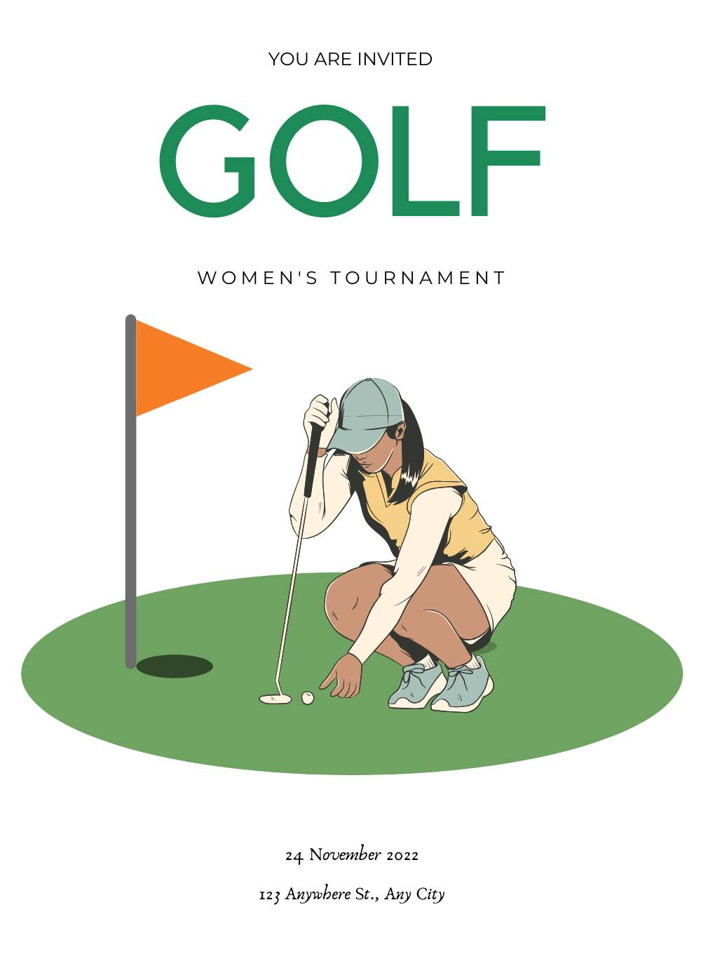 White Flag golf Invitation-AAGLF008