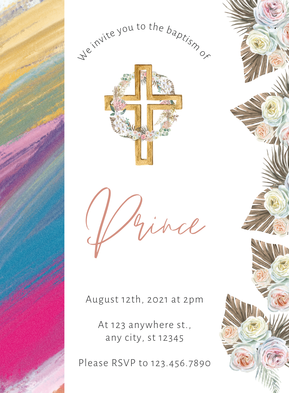 White Floral Baptism Ceremony Invitations-AABAP007