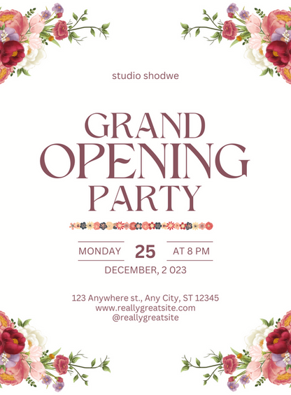 White Floral Grand Opening Invitation-AAGRA005