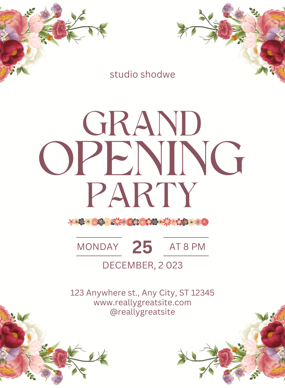 White Floral Grand Opening Invitation-King of Cards