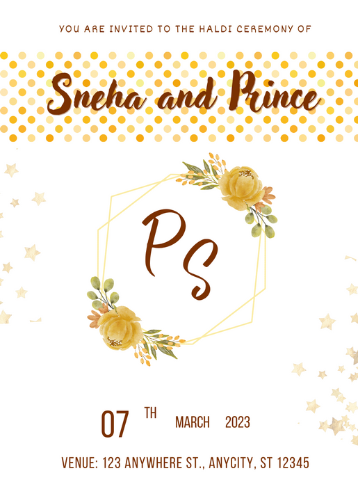 White Floral Haldi Cremony Invitation-AAHCI026