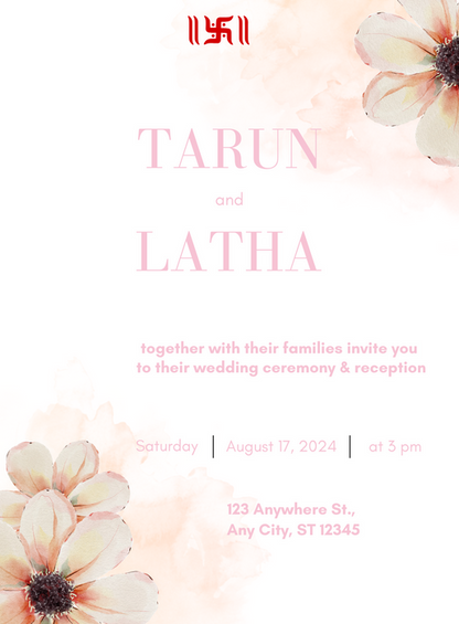 White Floral Jain Wedding Invitation-AAJWI012