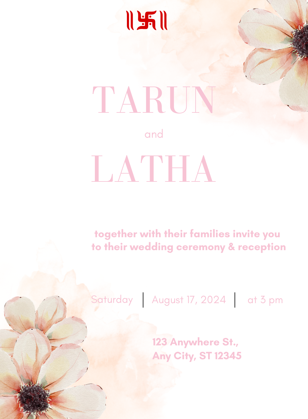 White Floral Jain Wedding Invitation-AAJWI012