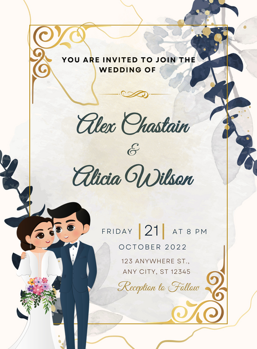 White Frame Custom Wedding Invitations-AACUW006