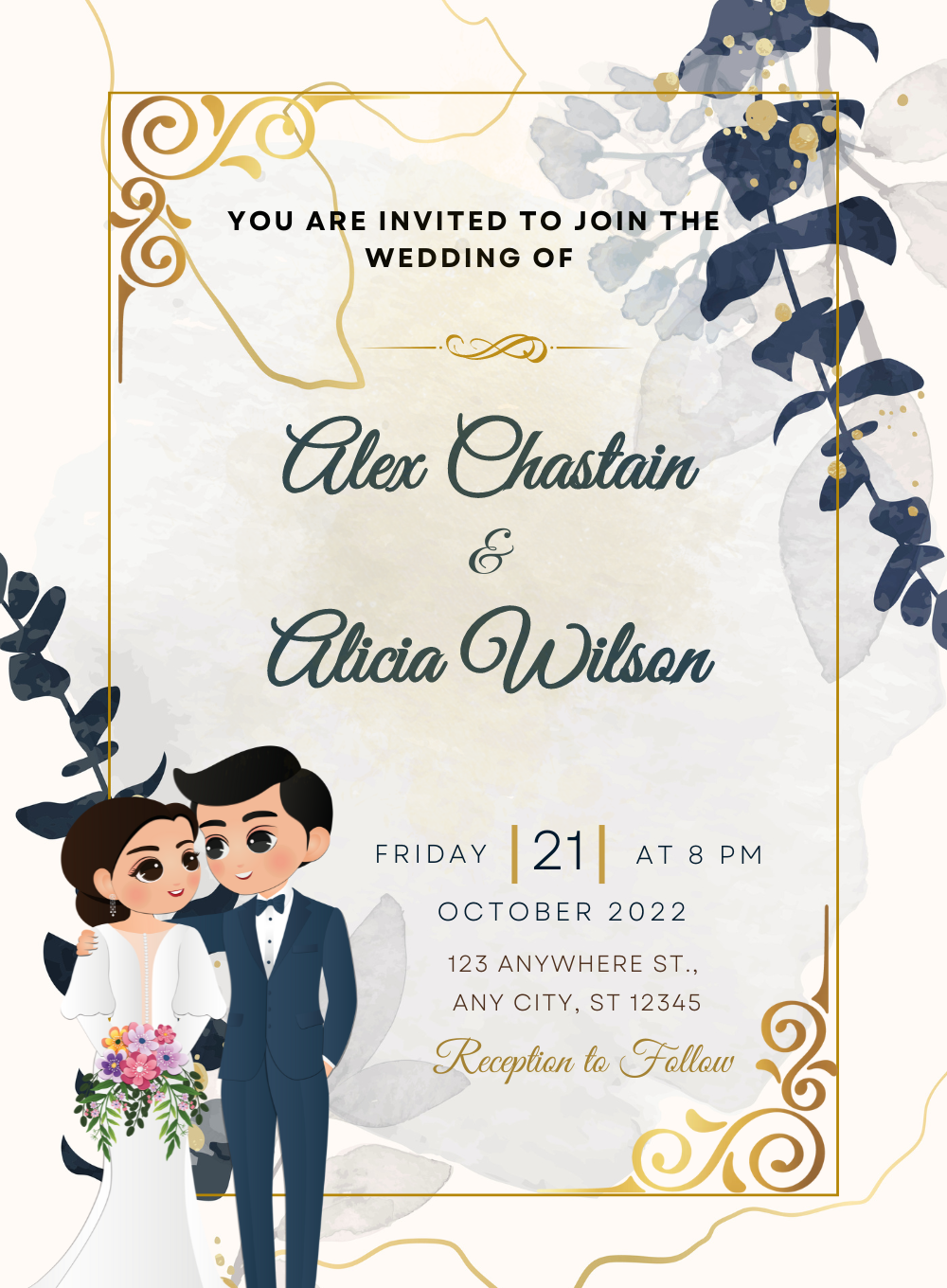 White Frame Custom Wedding Invitations-AACUW006