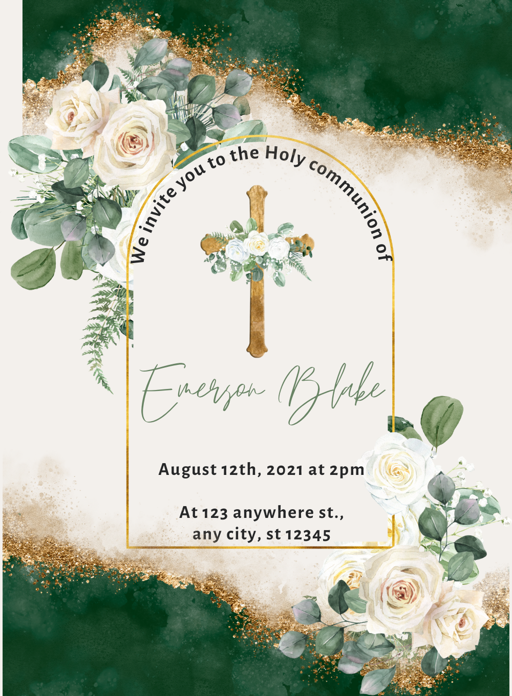 White Frame Holy Communion Invitation-AAHOI013