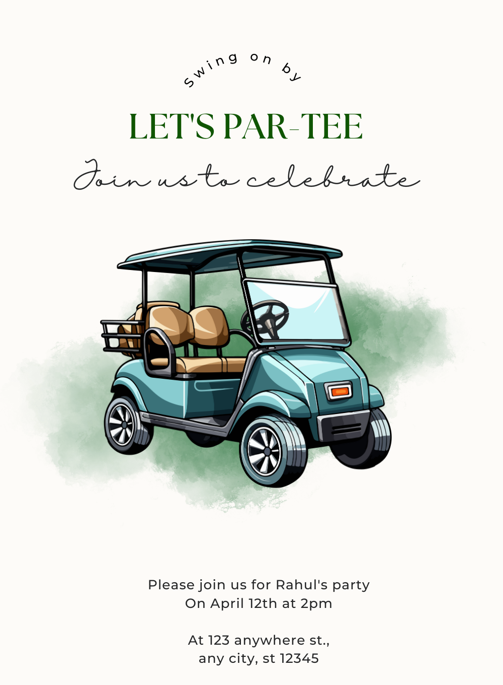 White Fun golf Invitation-AAGLF011