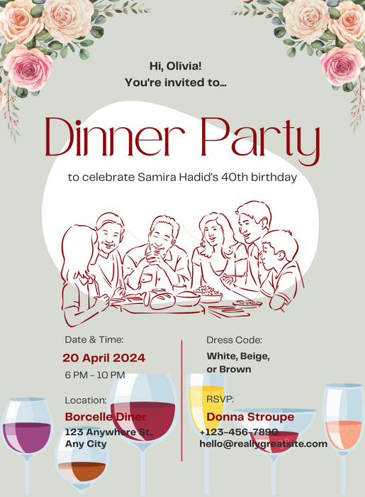 White Group Dinner Party Invitation-AADNI018