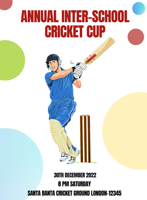 White Hit Cricket Invitation-AACRI005