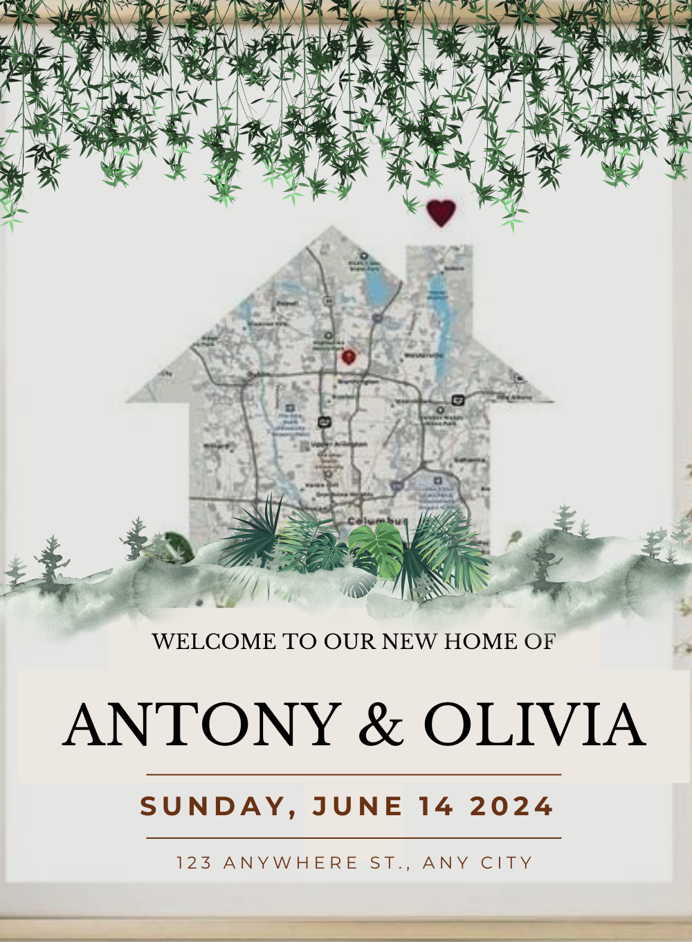 White Leaf Housewarming Invitation-AAHMI0014