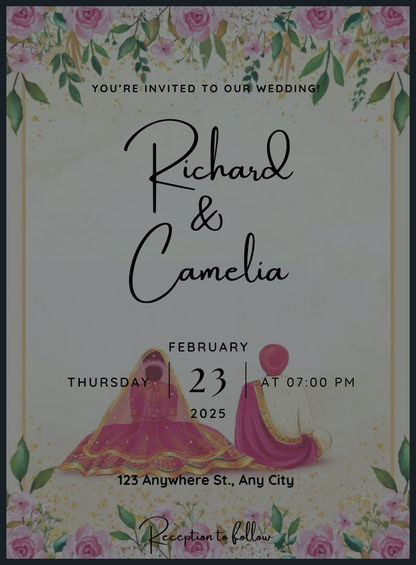 White Love Punjabi Wedding Invitation-AAPUN011