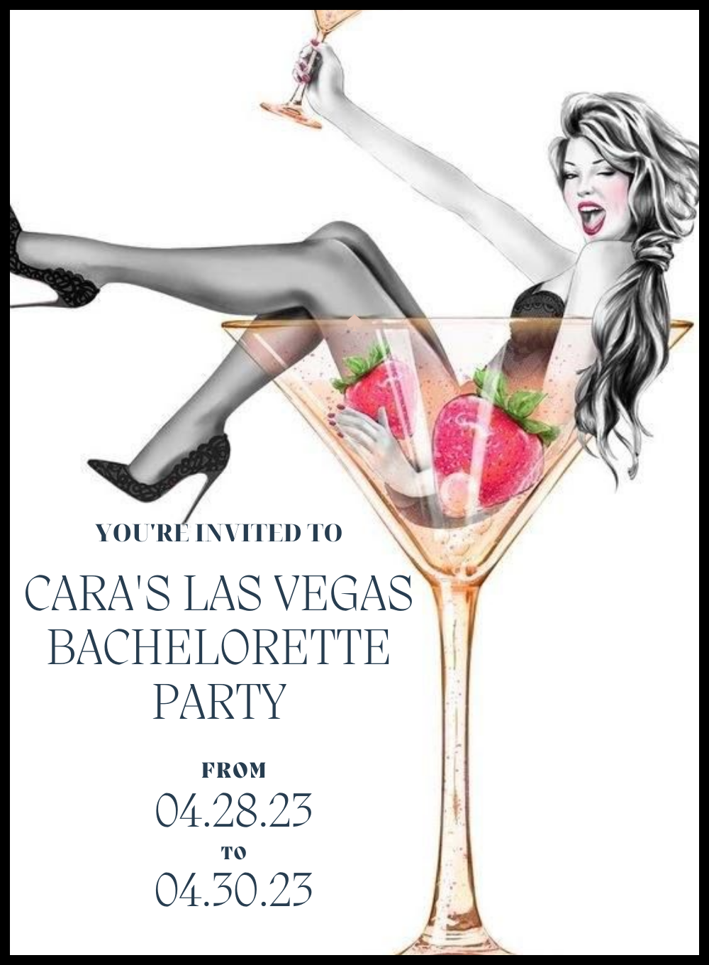White Martini Bachelorrette Party Invitation-AABCP017