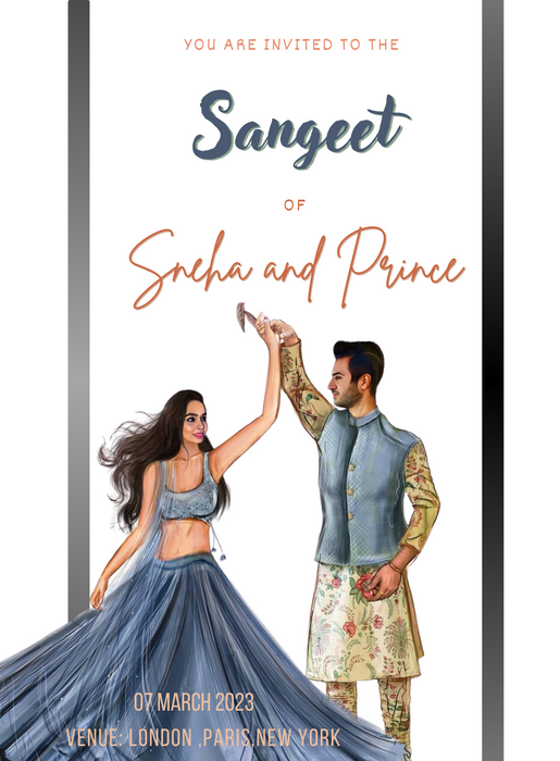 White Moment Sangeet Invitation-AASAN009