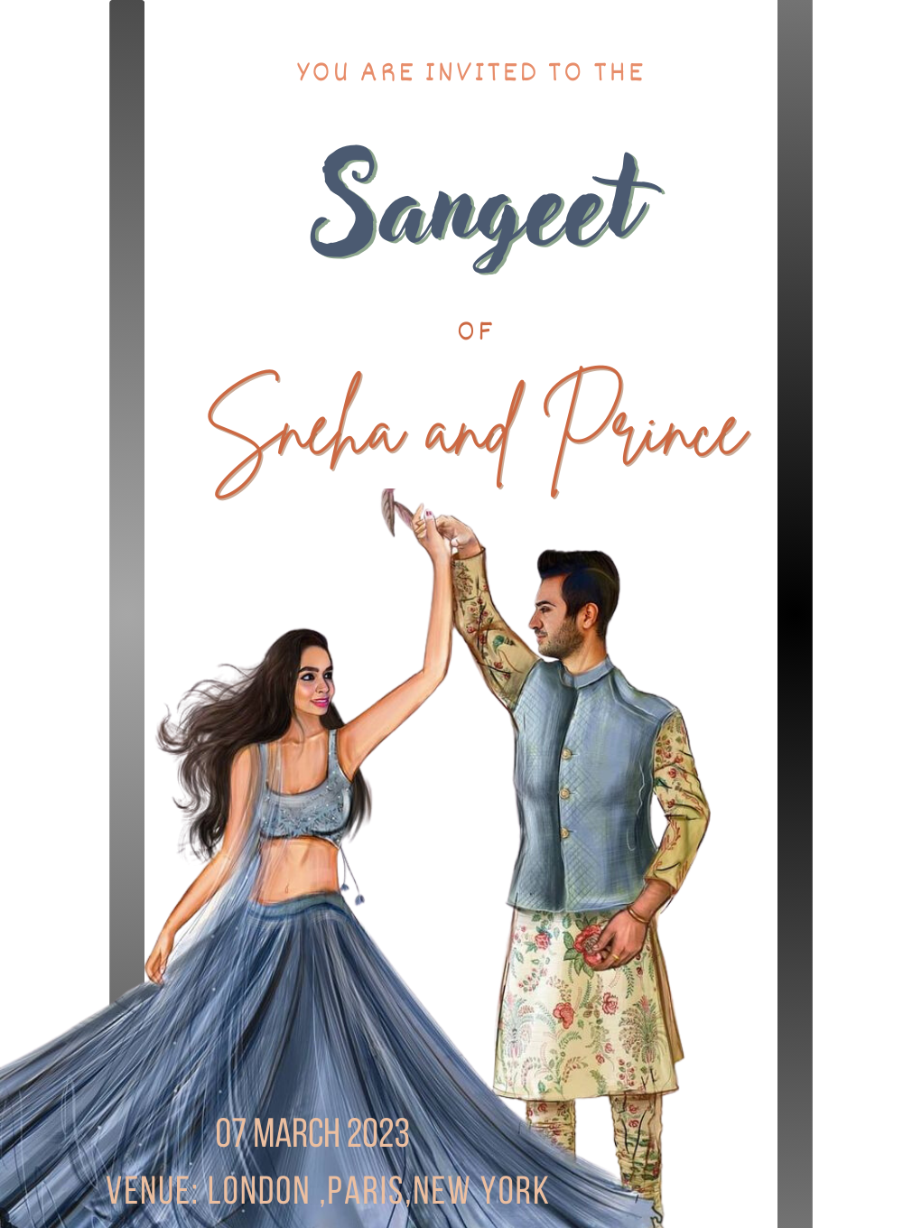 White Moment Sangeet Invitation-AASAN009