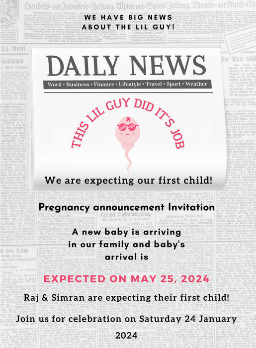White News Pregnancy Announcement Invitation-AAPAI009