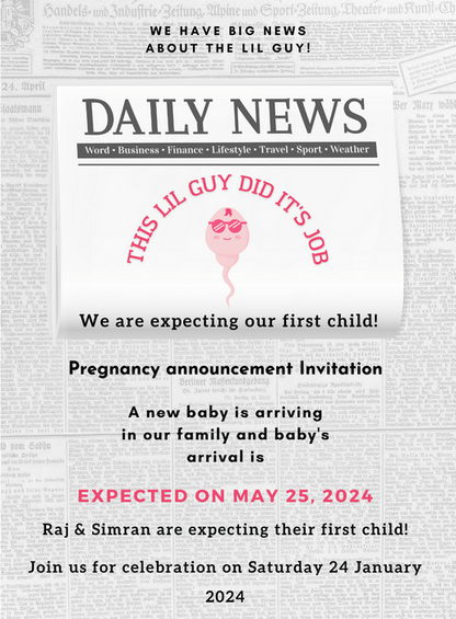 White News Pregnancy Announcement Invitation-AAPAI009