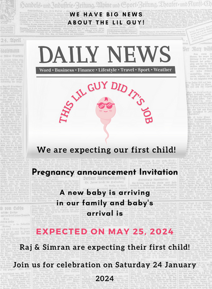 White News Pregnancy Announcement Invitation-AAPAI009