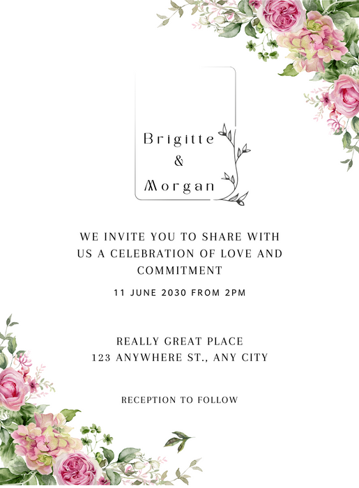 White Paradise Floral wedding Invitation-AAFWI009