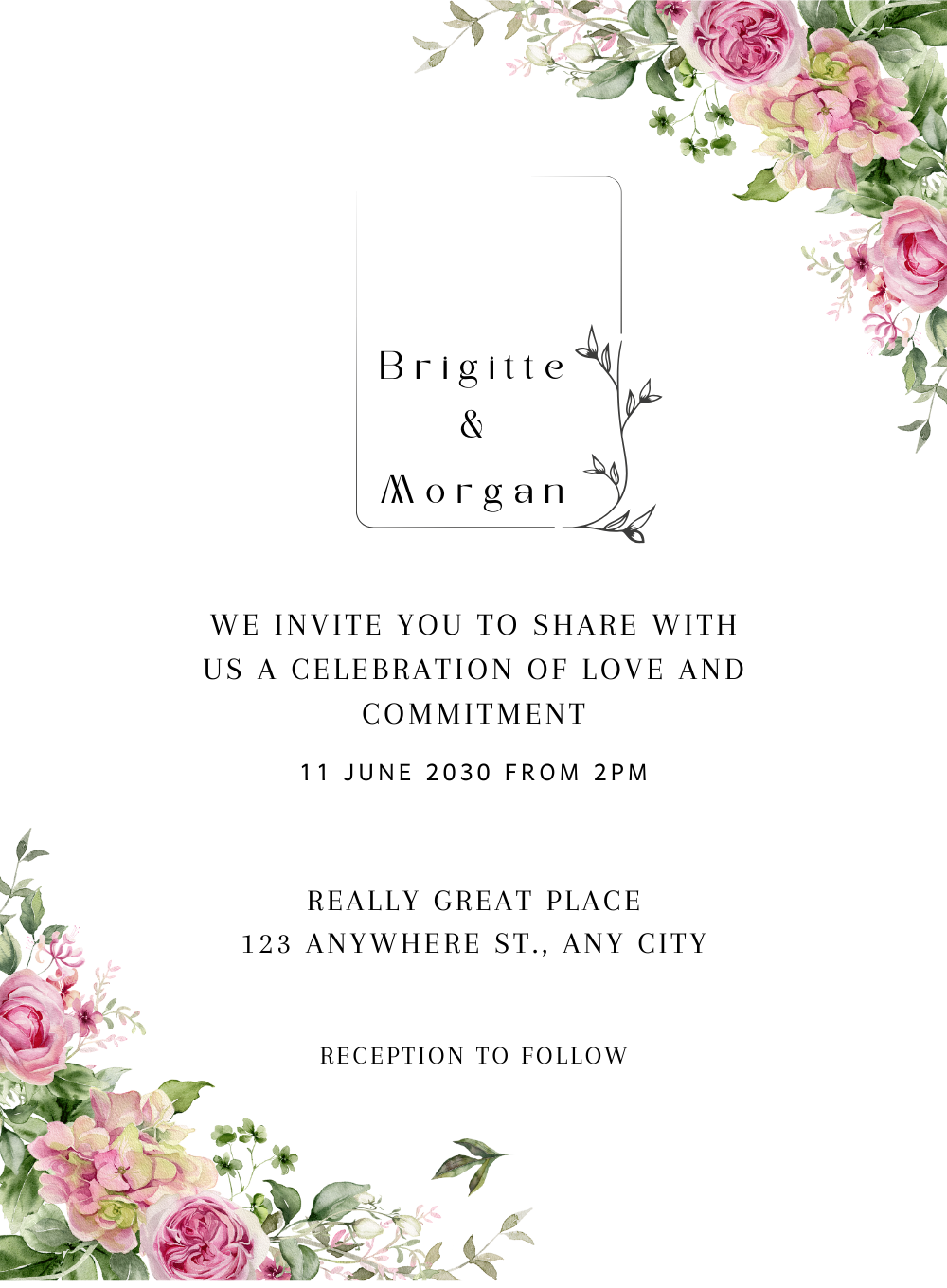 White Paradise Floral wedding Invitation-AAFWI009