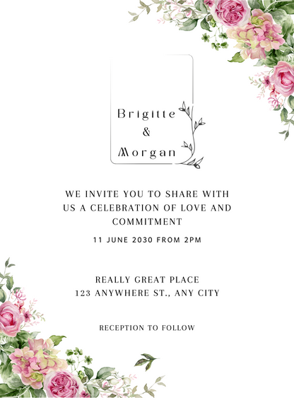 White Paradise Floral wedding Invitation-AAFWI009