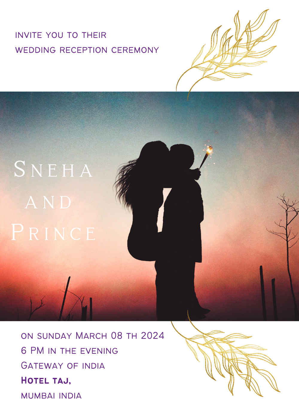 Elegant Hearts Reception Party Invitation-AARPI017
